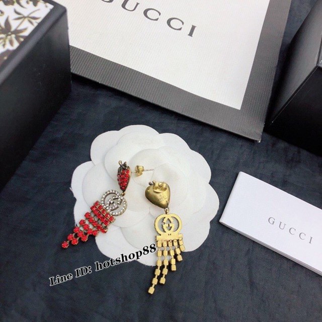 Gucci古奇專櫃爆款飾品 古馳最新紅鑽草莓耳釘 zgb2633